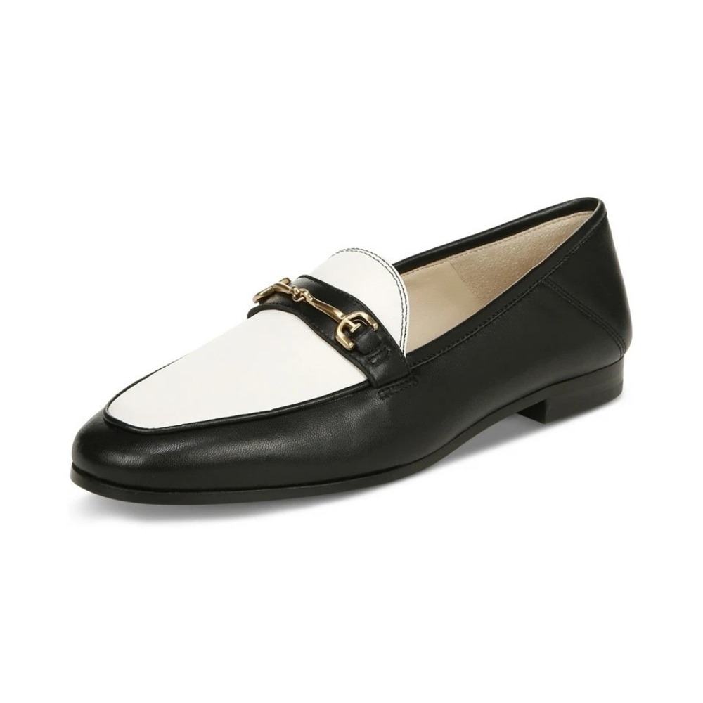 Sam Edelman Loafers Loraine Almond Toe Slip On Classic Vamp Size 6.5 Black White